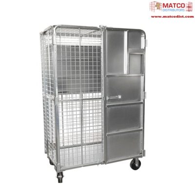 2 Shelf Security Cage Cart for Secure Warehouse Storage | Matco